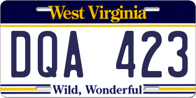 WV license plate DQA423