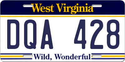 WV license plate DQA428