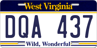 WV license plate DQA437