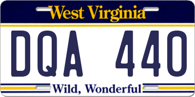 WV license plate DQA440