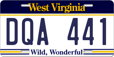 WV license plate DQA441