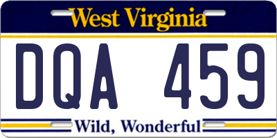 WV license plate DQA459