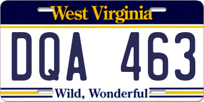 WV license plate DQA463
