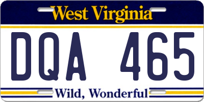 WV license plate DQA465