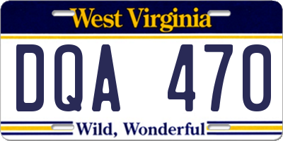 WV license plate DQA470