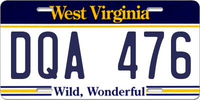 WV license plate DQA476