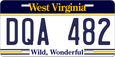 WV license plate DQA482