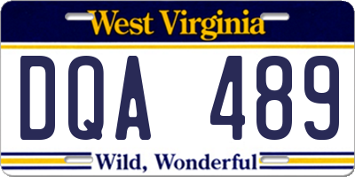 WV license plate DQA489