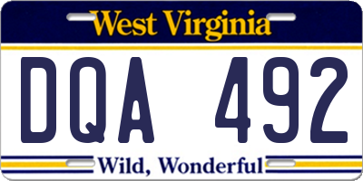 WV license plate DQA492