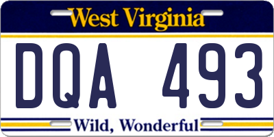 WV license plate DQA493