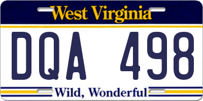WV license plate DQA498