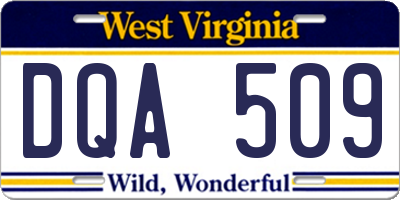WV license plate DQA509