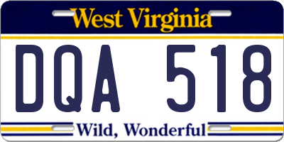 WV license plate DQA518
