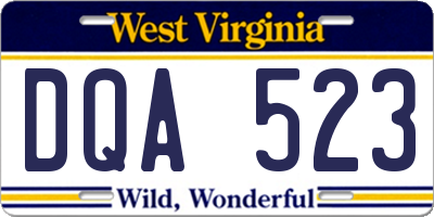 WV license plate DQA523