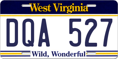 WV license plate DQA527