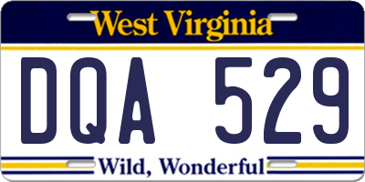 WV license plate DQA529
