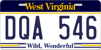 WV license plate DQA546