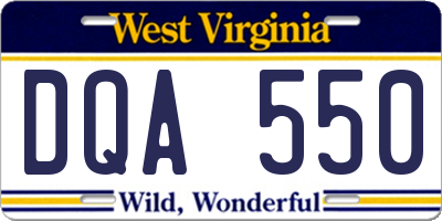 WV license plate DQA550