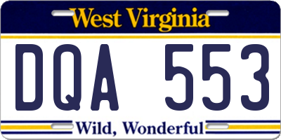 WV license plate DQA553