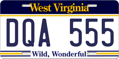 WV license plate DQA555
