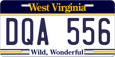 WV license plate DQA556