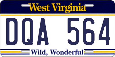 WV license plate DQA564