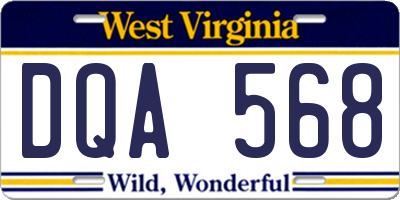 WV license plate DQA568