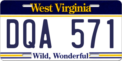 WV license plate DQA571