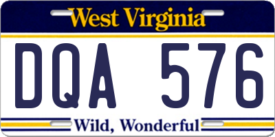 WV license plate DQA576