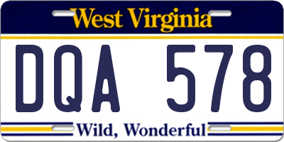 WV license plate DQA578