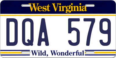WV license plate DQA579