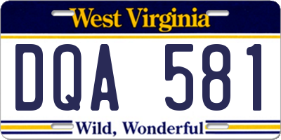 WV license plate DQA581