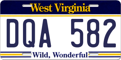 WV license plate DQA582
