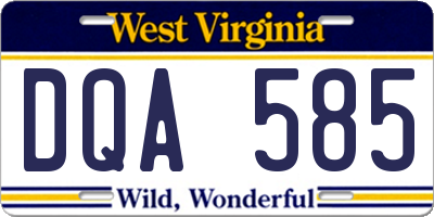 WV license plate DQA585