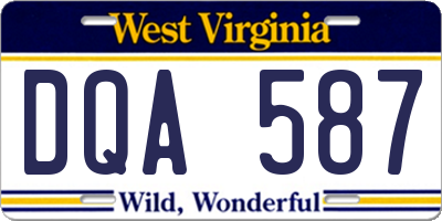 WV license plate DQA587