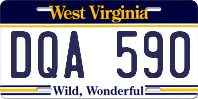 WV license plate DQA590