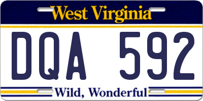 WV license plate DQA592