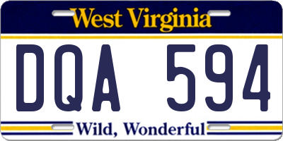 WV license plate DQA594