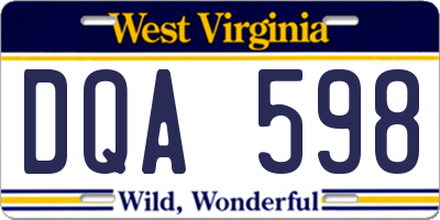 WV license plate DQA598