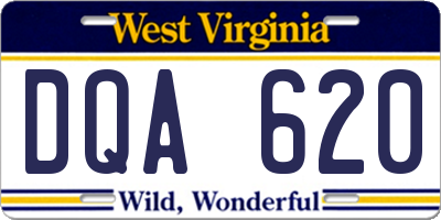 WV license plate DQA620