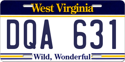 WV license plate DQA631