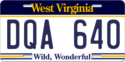 WV license plate DQA640