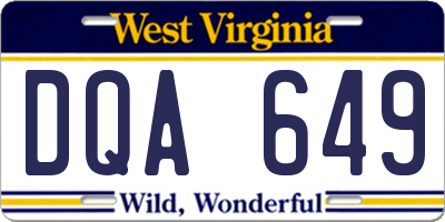 WV license plate DQA649