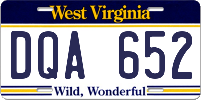 WV license plate DQA652