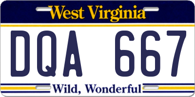 WV license plate DQA667