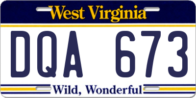 WV license plate DQA673