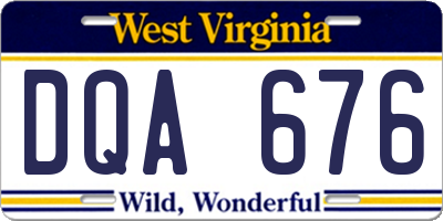WV license plate DQA676