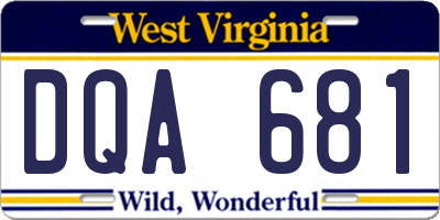 WV license plate DQA681