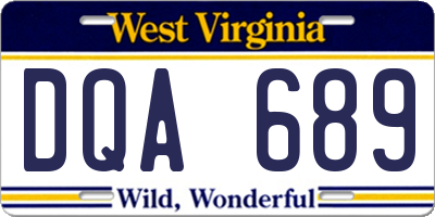WV license plate DQA689
