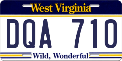 WV license plate DQA710
